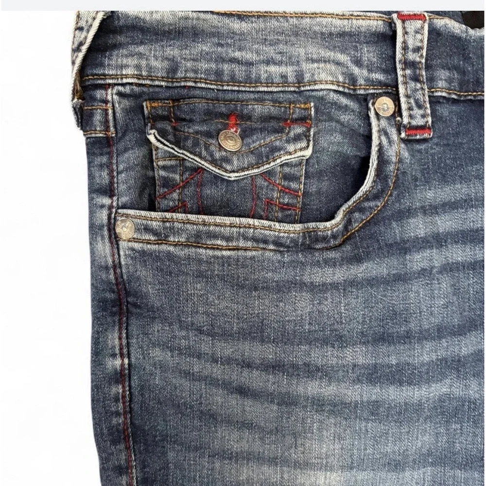 True Religion Jeans Men 40 Ricky Red Super T Straight Leg Distressed